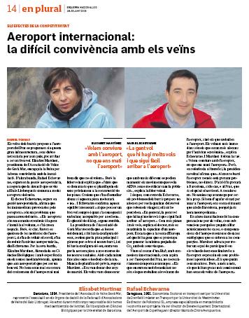 Declaracions de la Presidenta de l'AVV de Gavà Mar (Elisabet Martínez) a Esquerra Nacional (Revista d'ERC) sobre les molèsties de l'aeroport del Prat (Número 100 - 18 de juny de 2008)